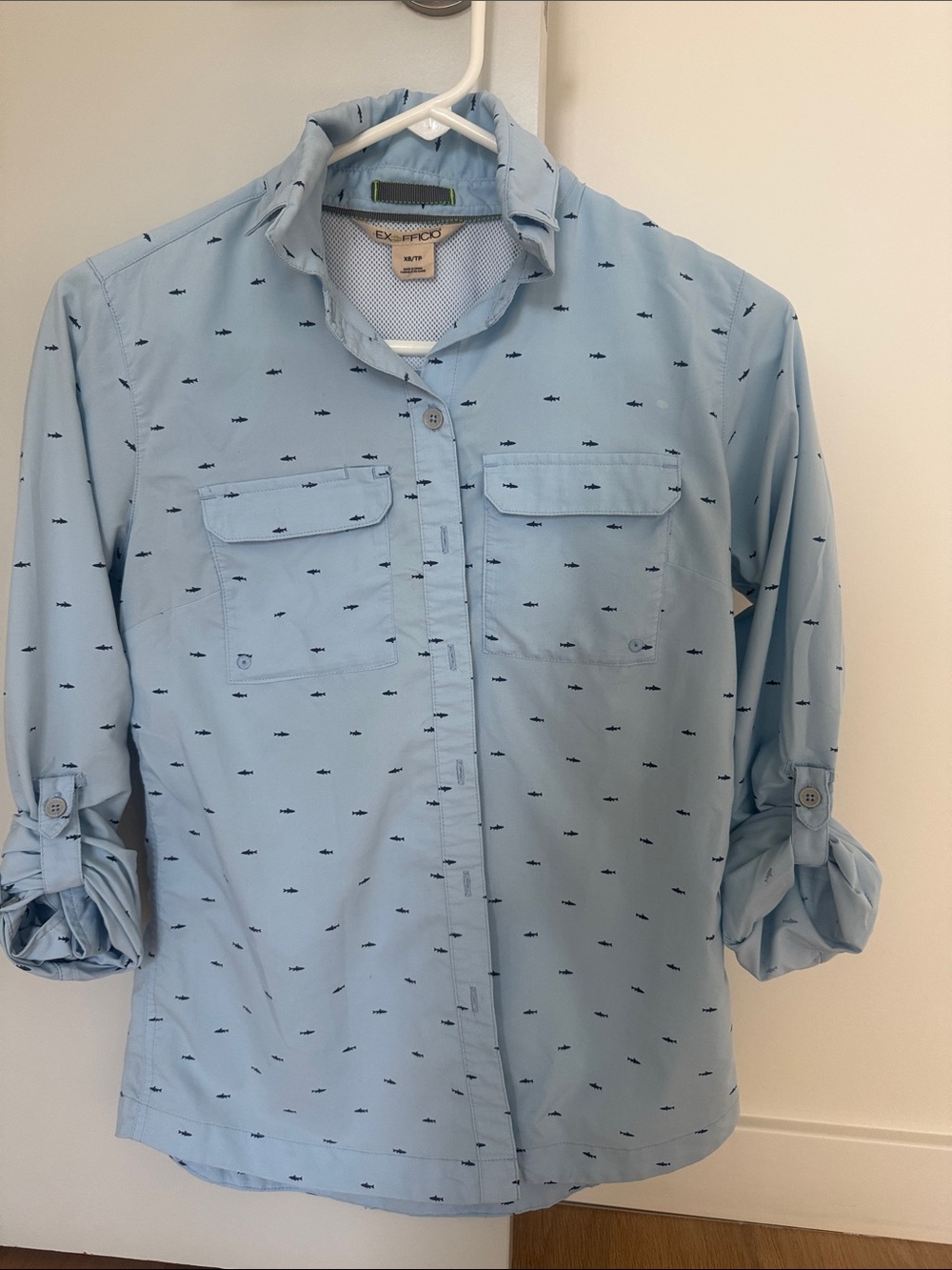 ExOfficio Women's UPF Long Sleeve Button Up Shark Print Shirt - XS